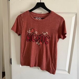 Lucky Brand Red Graphic Tee with Floral Design